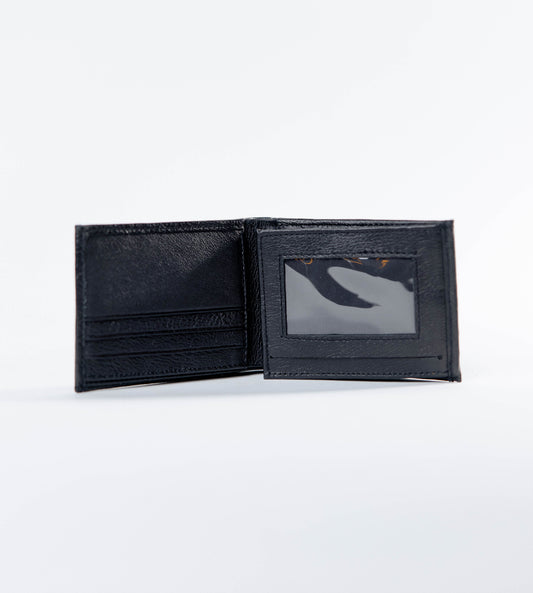 Cartera Tarjetero Plegable Negro Piel