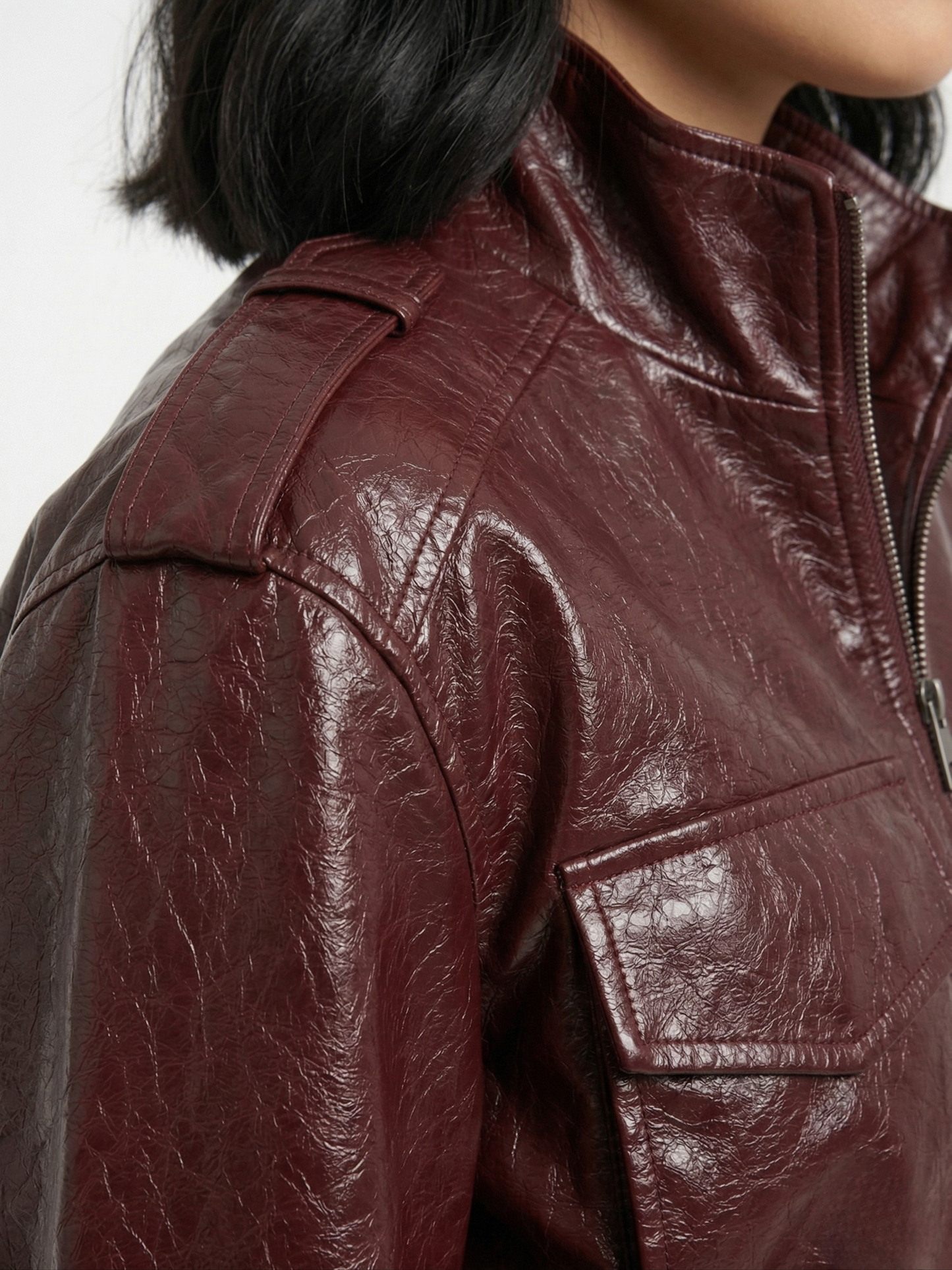 Chamarra PIEL Zara Burgundy Africa