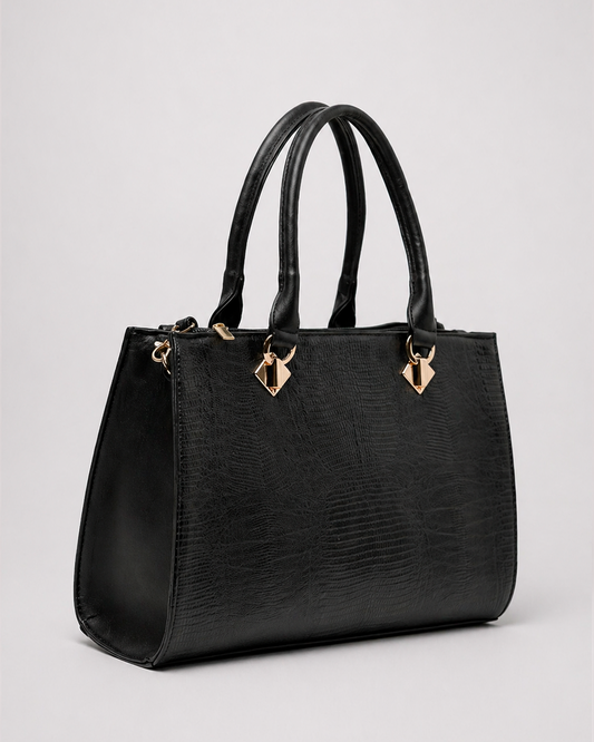 Bolsa Nora Lizard Negro Piel