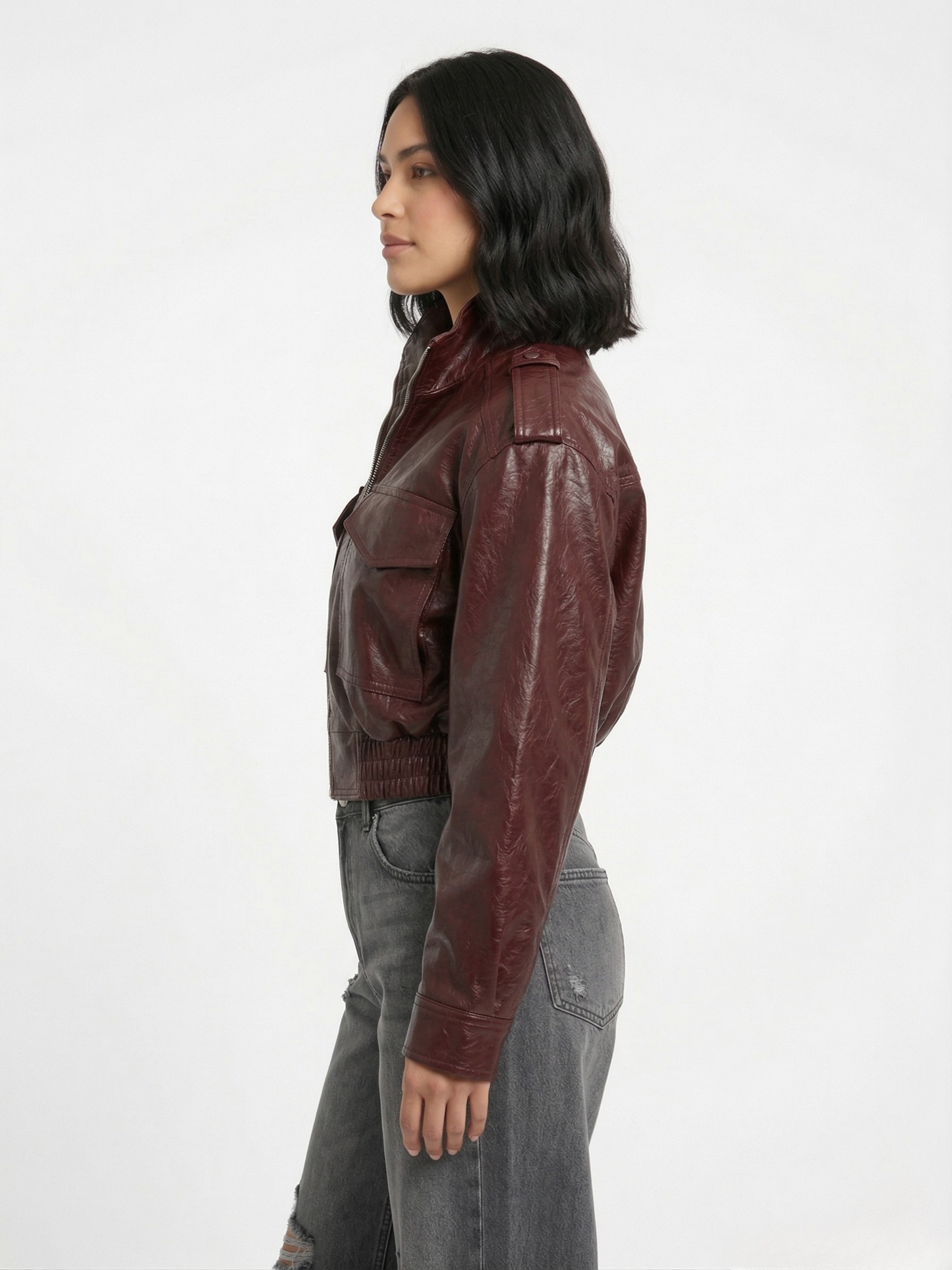 Chamarra PIEL Zara Burgundy Africa
