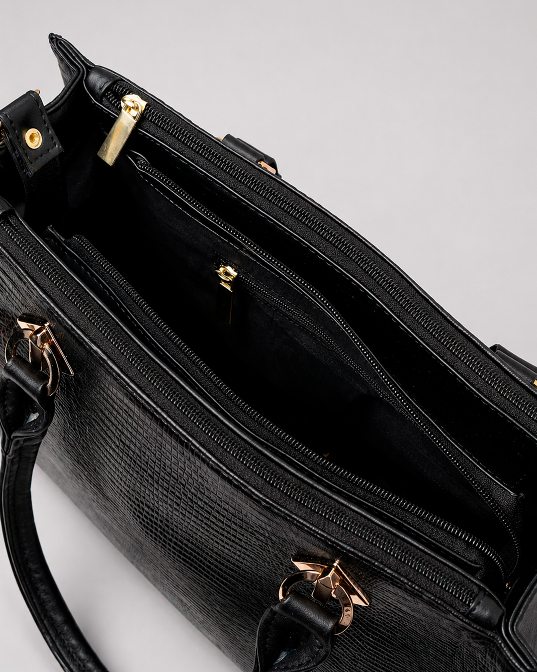Bolsa Nora Lizard Negro Piel