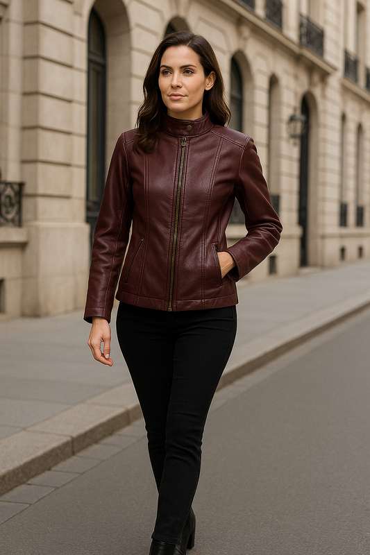 Chamarra PIEL Aniel Burgundy