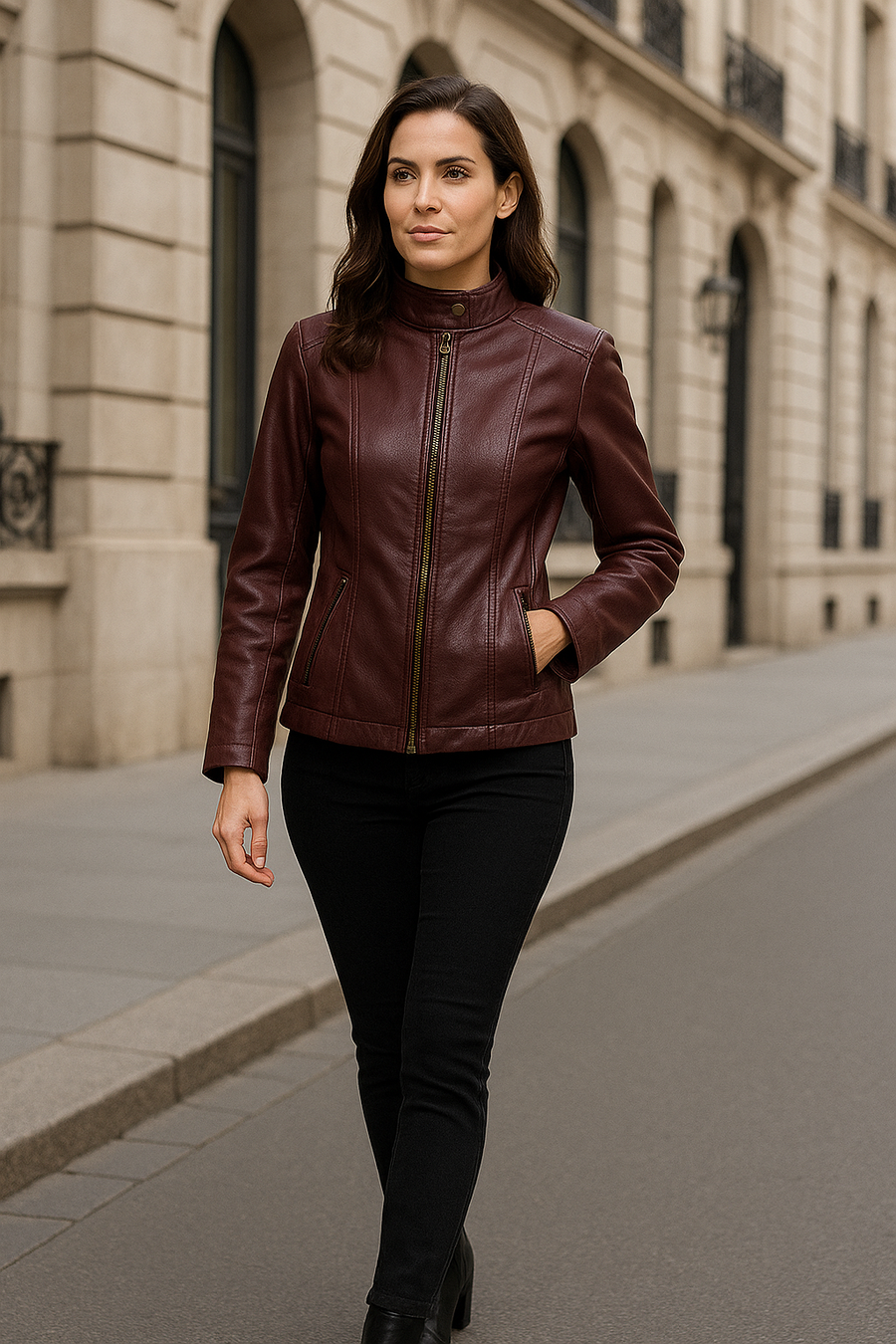 Chamarra PIEL Aniel Burgundy