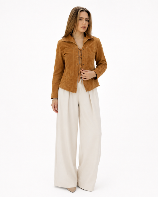 Chamarra Boho Gamuza Oro