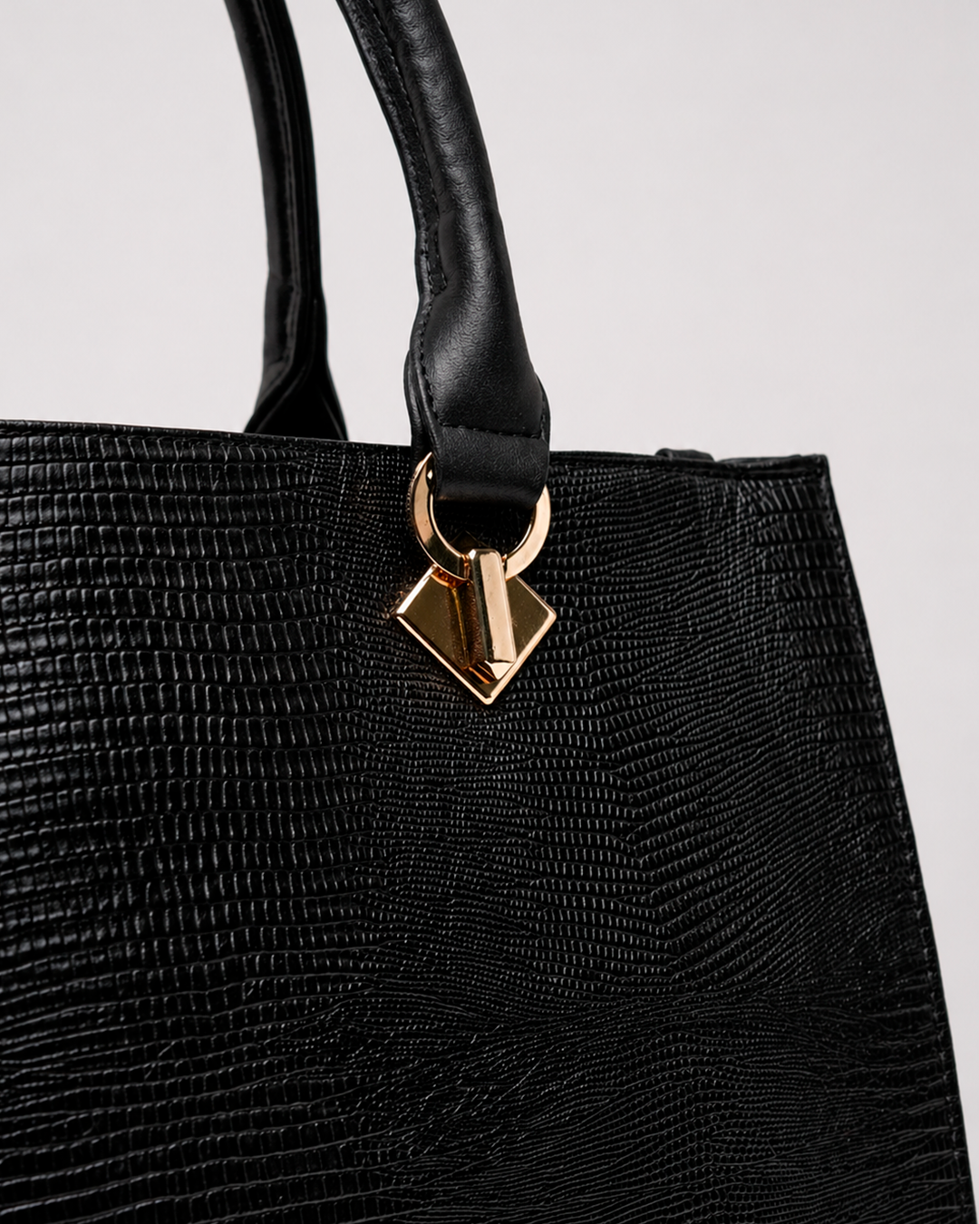 Bolsa Nora Lizard Negro Piel
