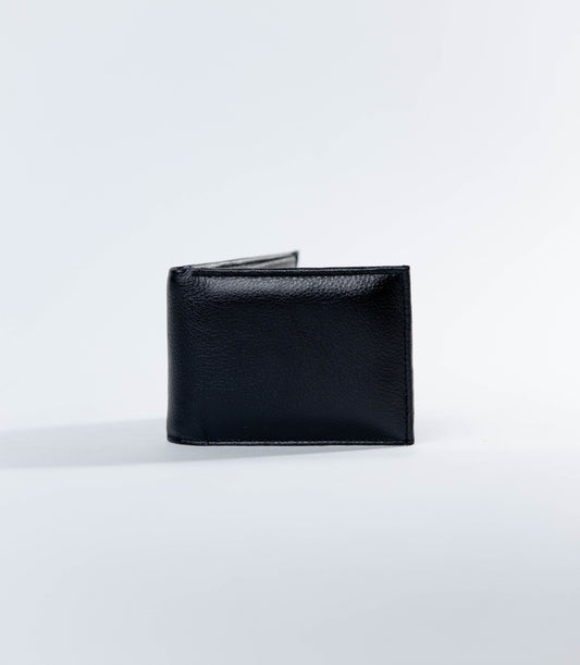 Cartera Tarjetero Plegable Negro Piel