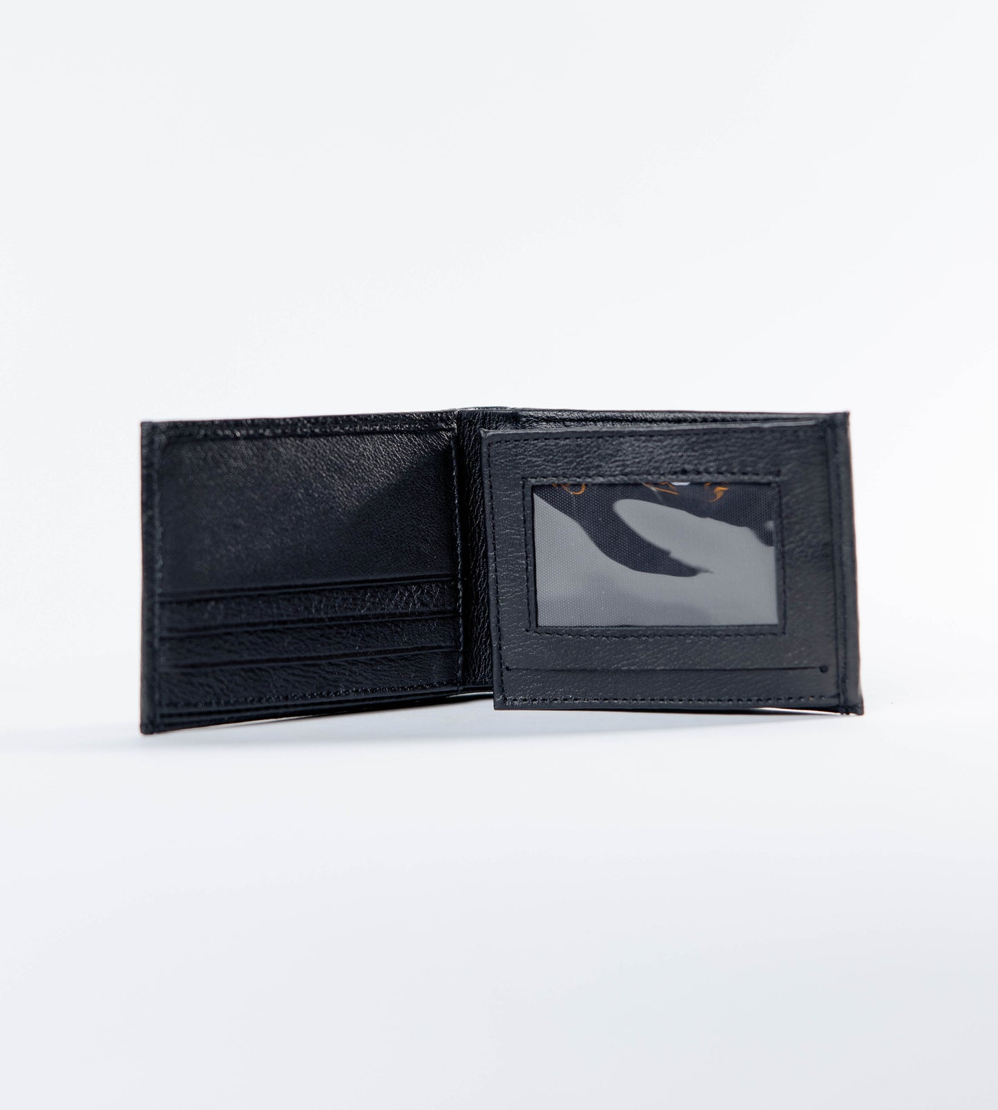 Cartera Tarjetero Plegable Negro Piel