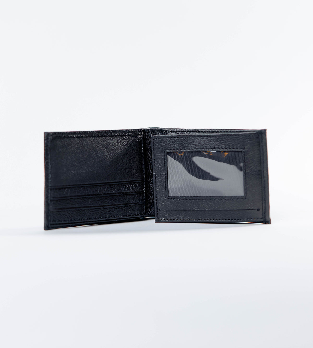 Cartera Tarjetero Plegable Negro Piel