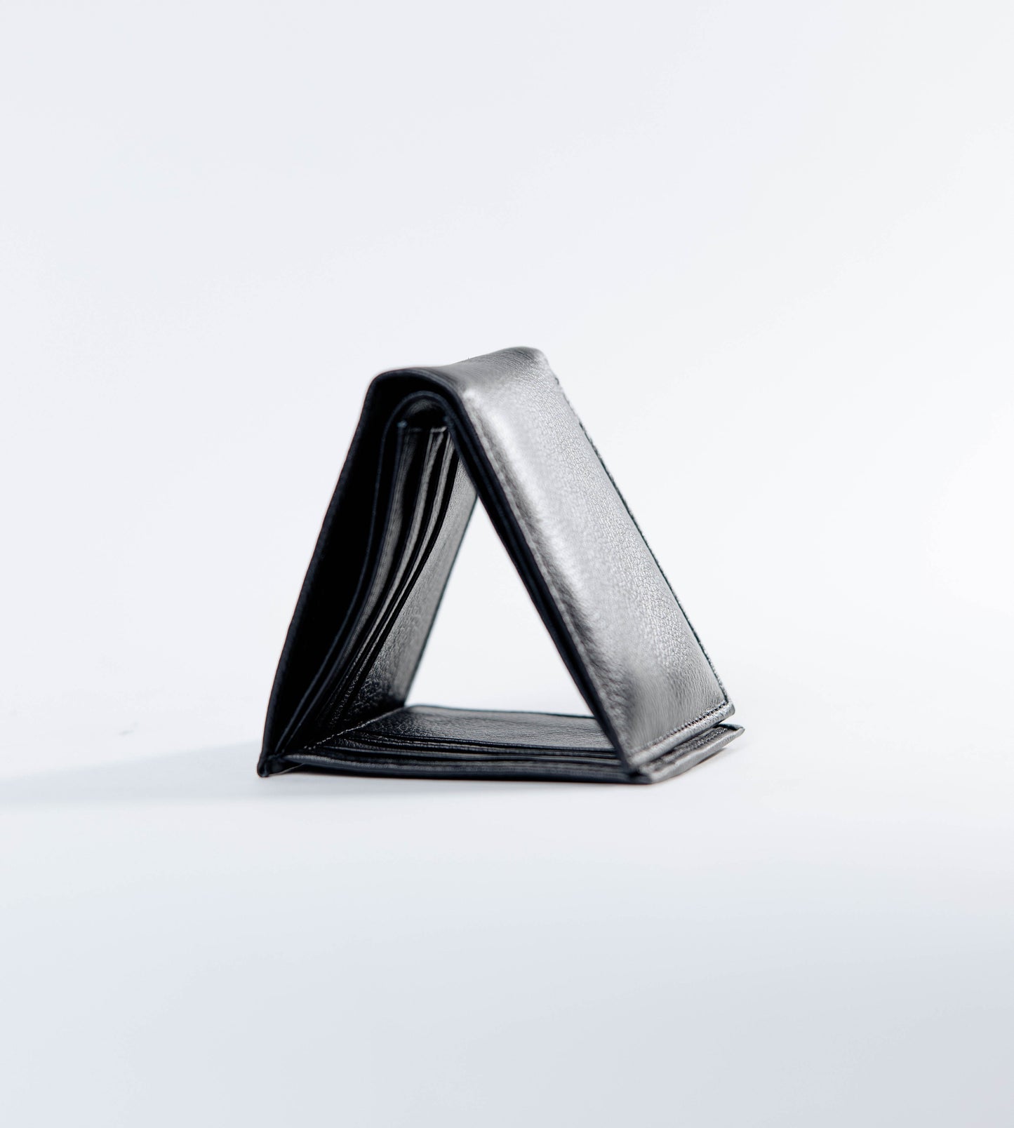 Cartera Tarjetero Plegable Negro Piel