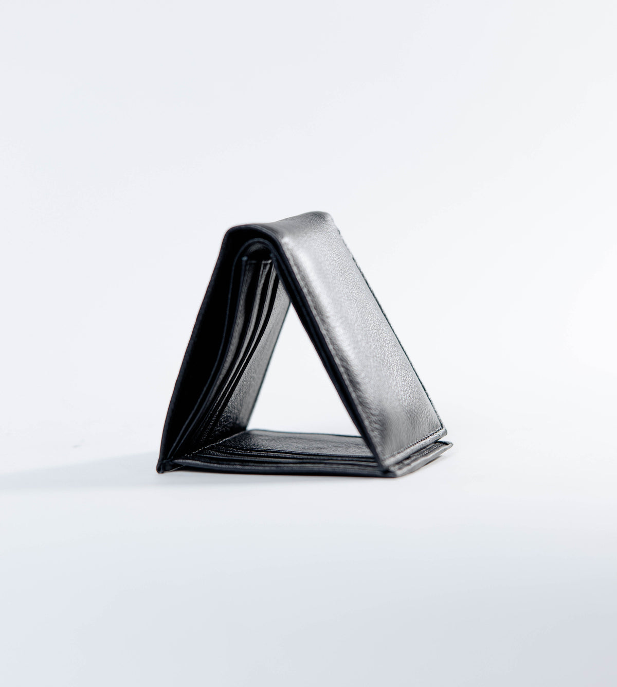 Cartera Tarjetero Plegable Negro Piel