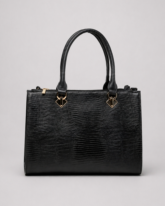 Bolsa Nora Lizard Negro Piel