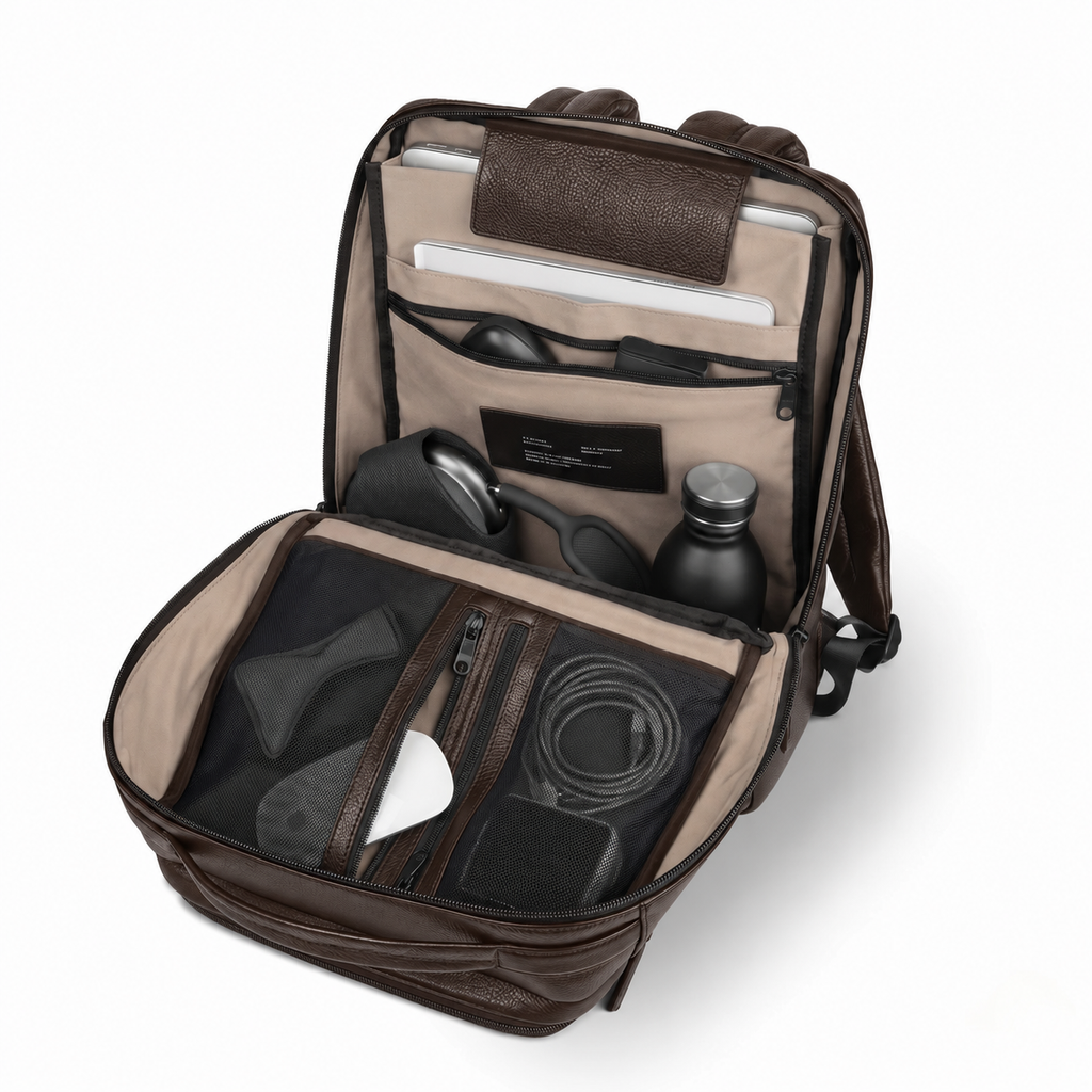 Backpack Montreal Piel Café Oscuro