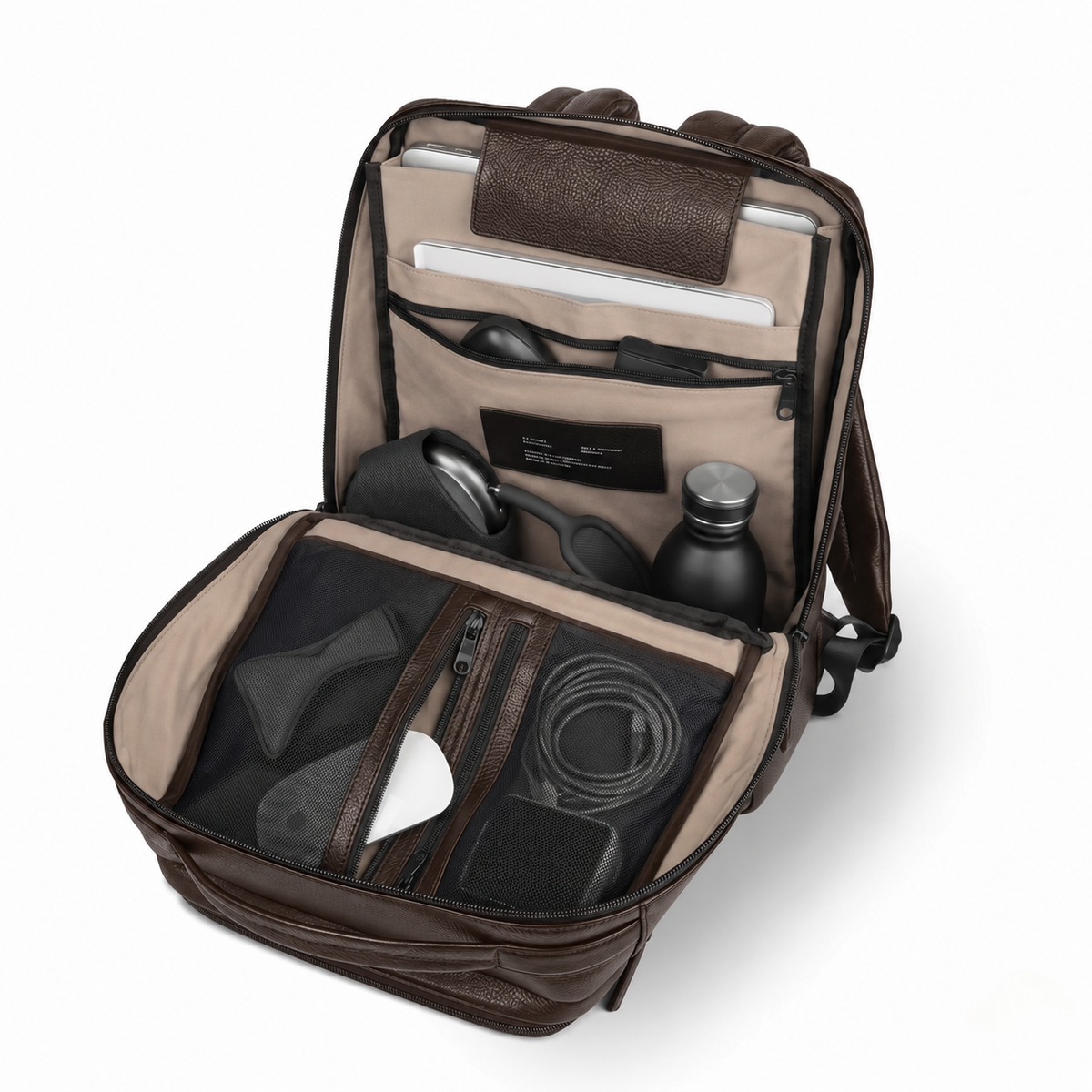 Backpack Montreal Piel Café Oscuro