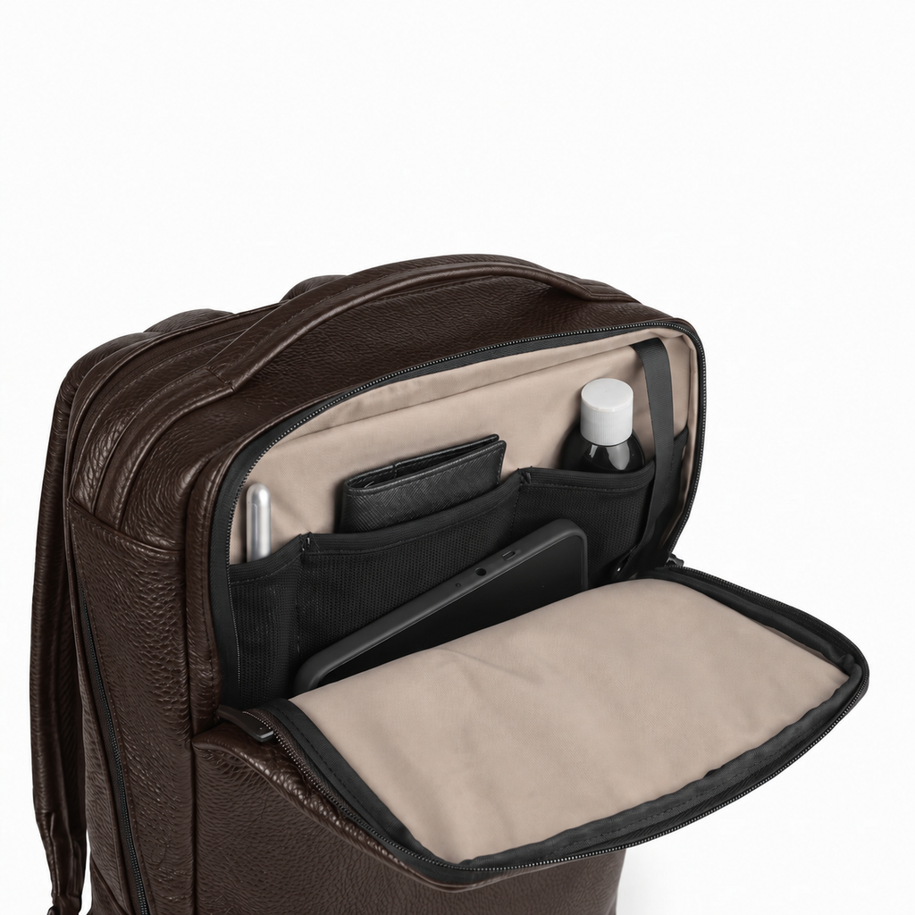 Backpack Montreal Piel Café Oscuro