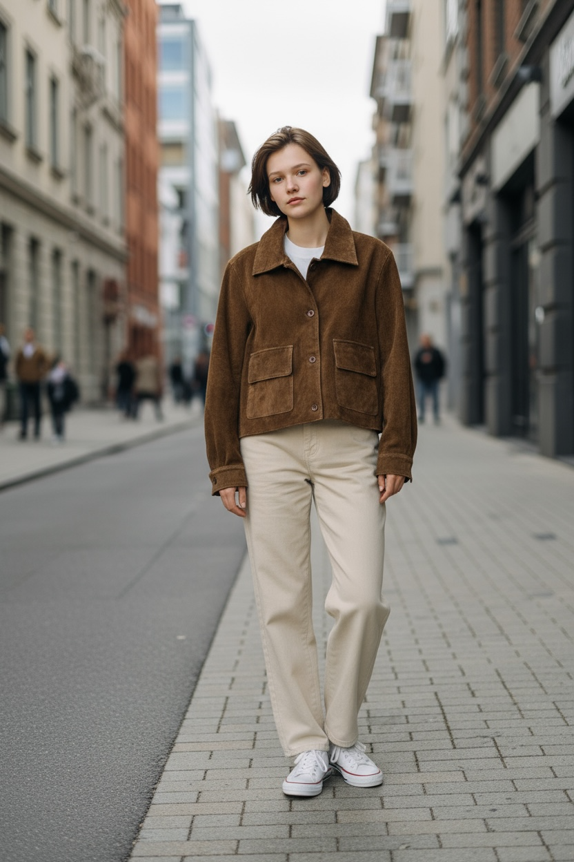 Chamarra PIEL Vica Ante Gamuza Café