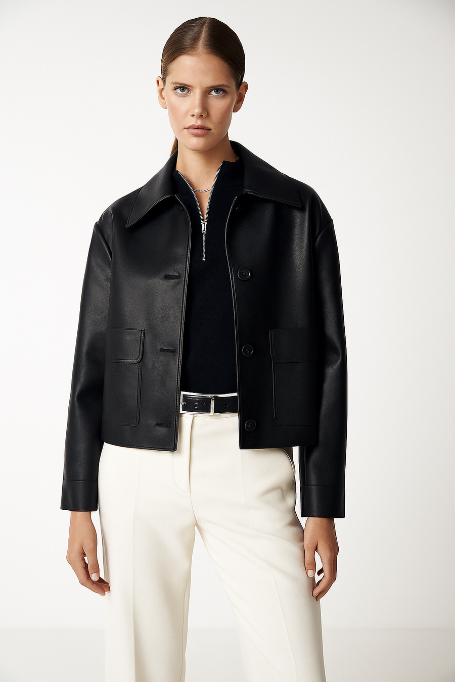 Chamarra PIEL Vica Negro