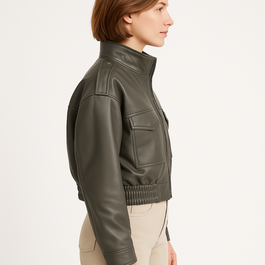 Chamarra PIEL Zara Olivo