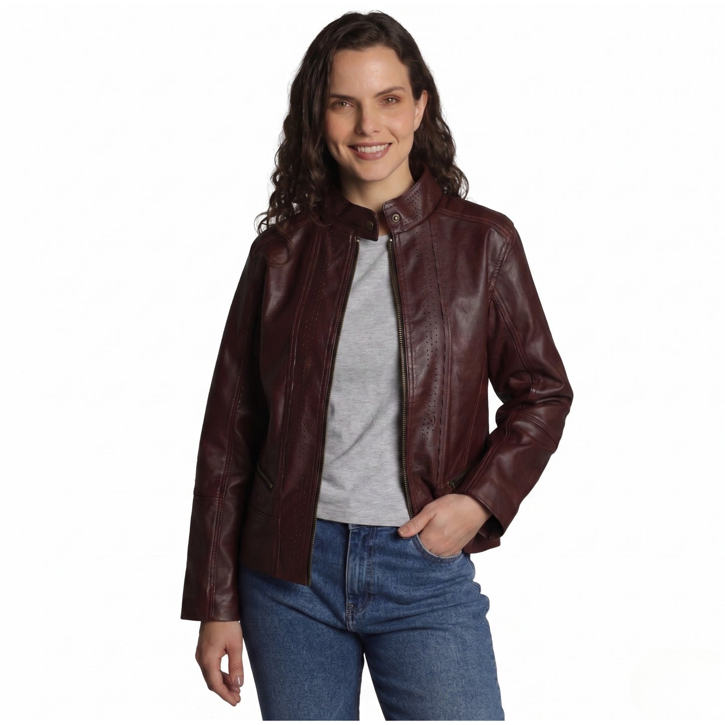 Chamarra PIEL Aniel Burgundy