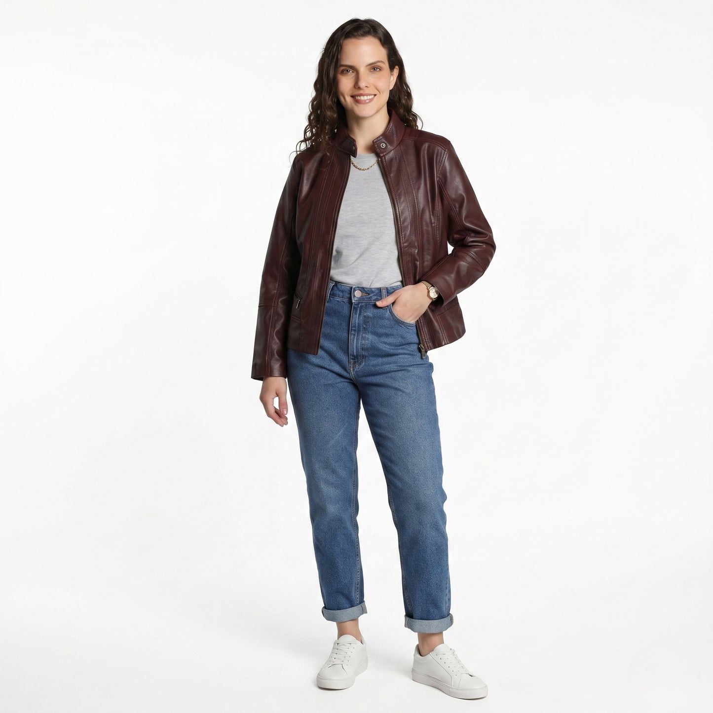 Chamarra PIEL Aniel Burgundy