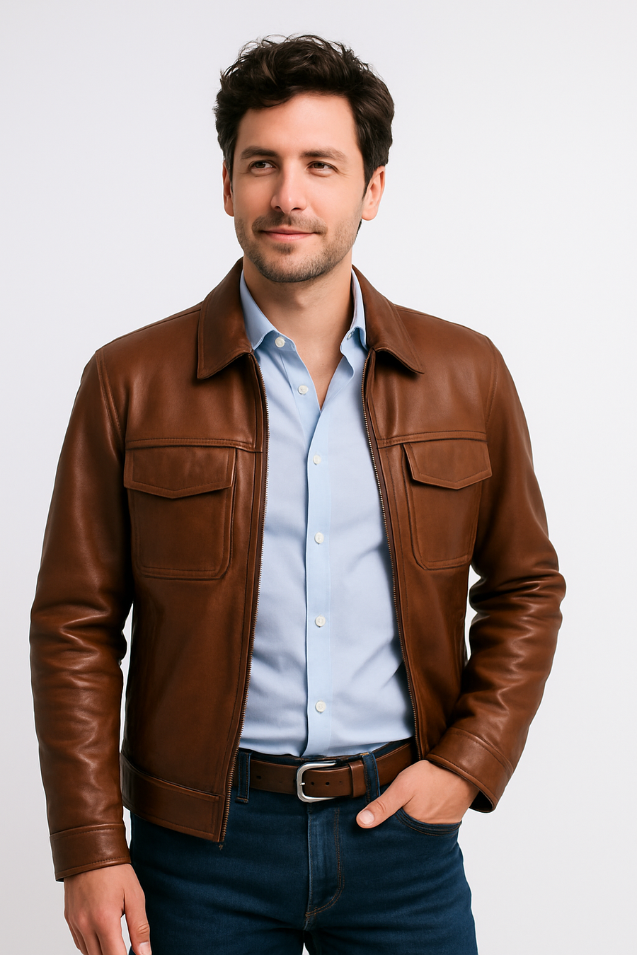 Chamarra PIEL Hungar Cafe gorro desmontable