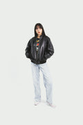 Chamarra Bomber Barbara Negro Piel
