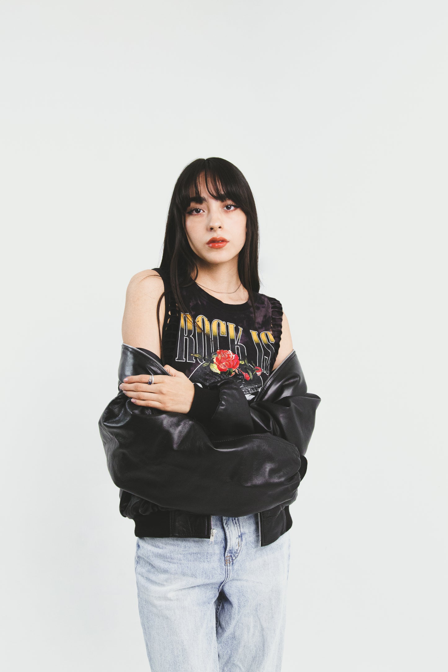 Chamarra Bomber Barbara Negro Piel
