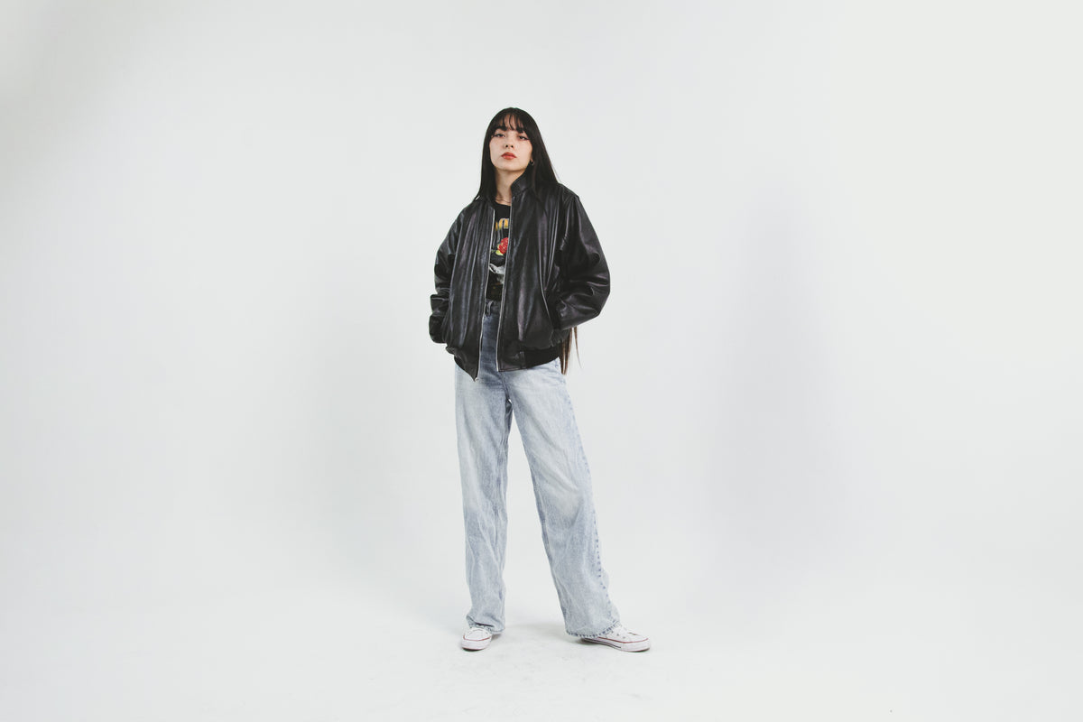 Chamarra Bomber Barbara Negro Piel