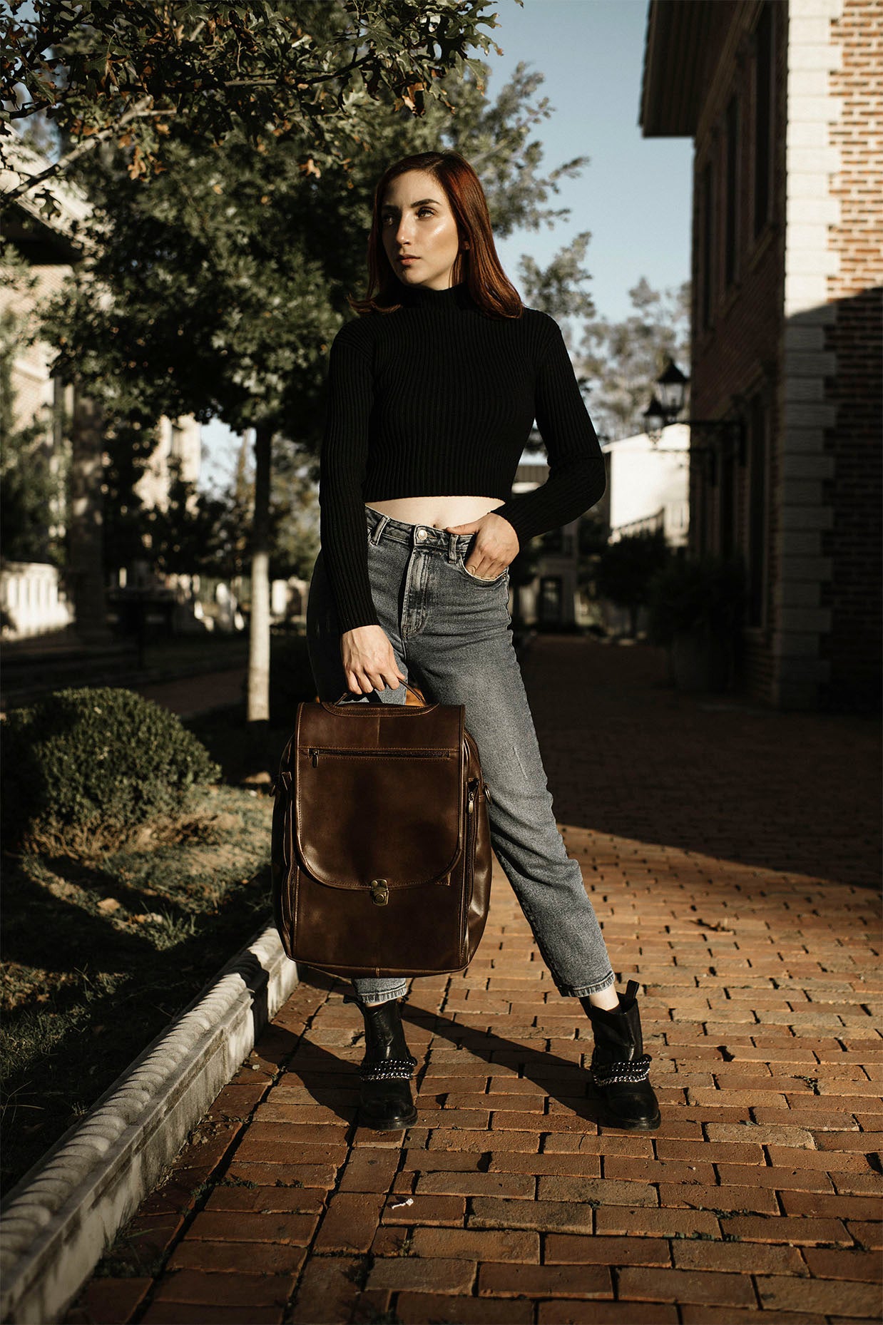 Backpack London Café Vintage Piel