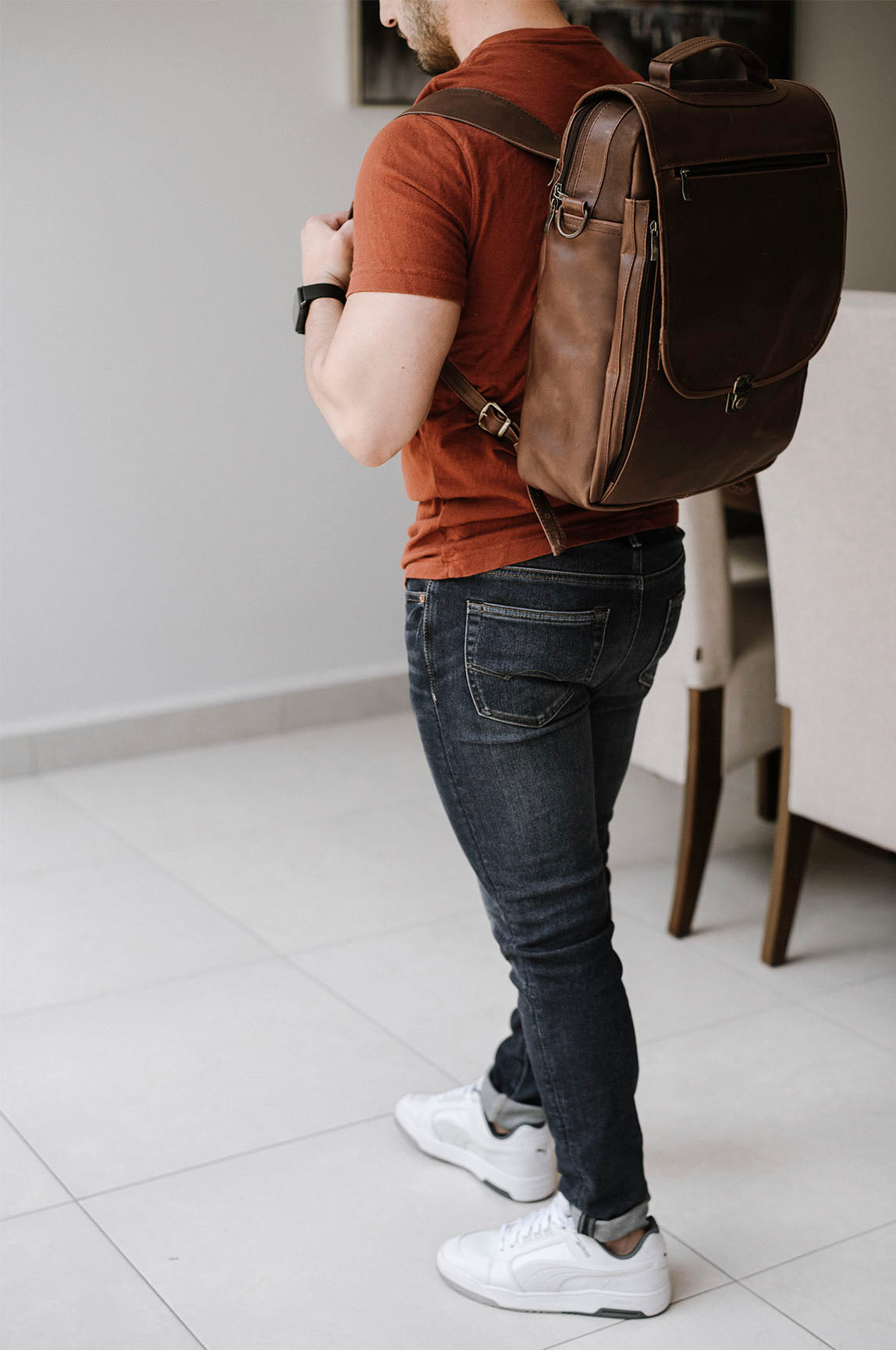 Backpack London Café Vintage Piel