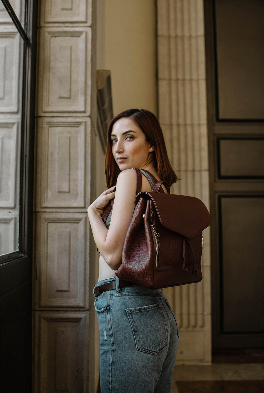 Mochila bolsa Mayté Cafe Piel